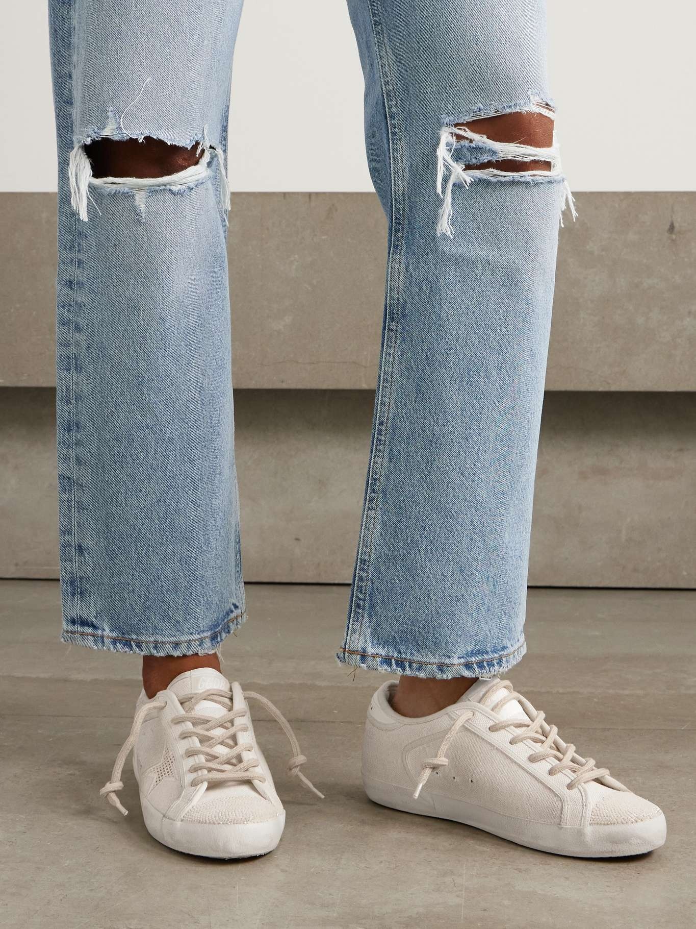 Super-Star leather-trimmed bead-embellished canvas sneakers Off-white - 2