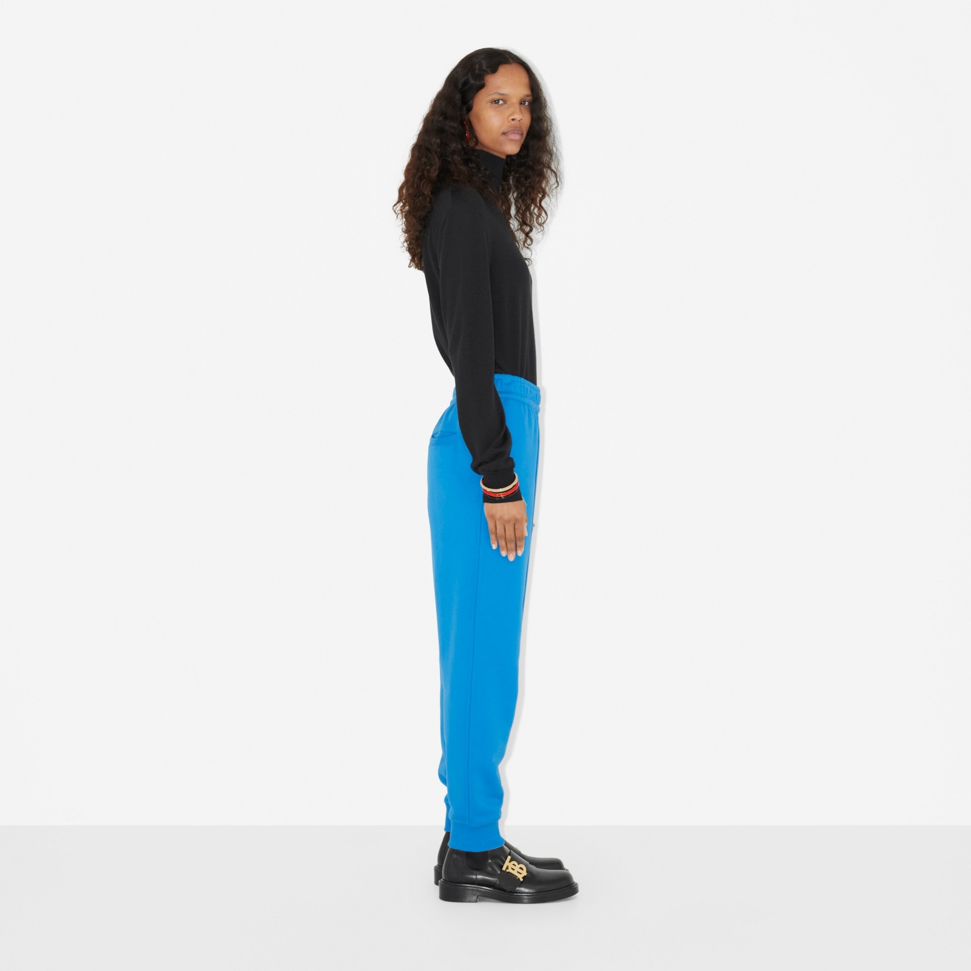 Embroidered Letter Motif Cotton Jogging Pants - 3