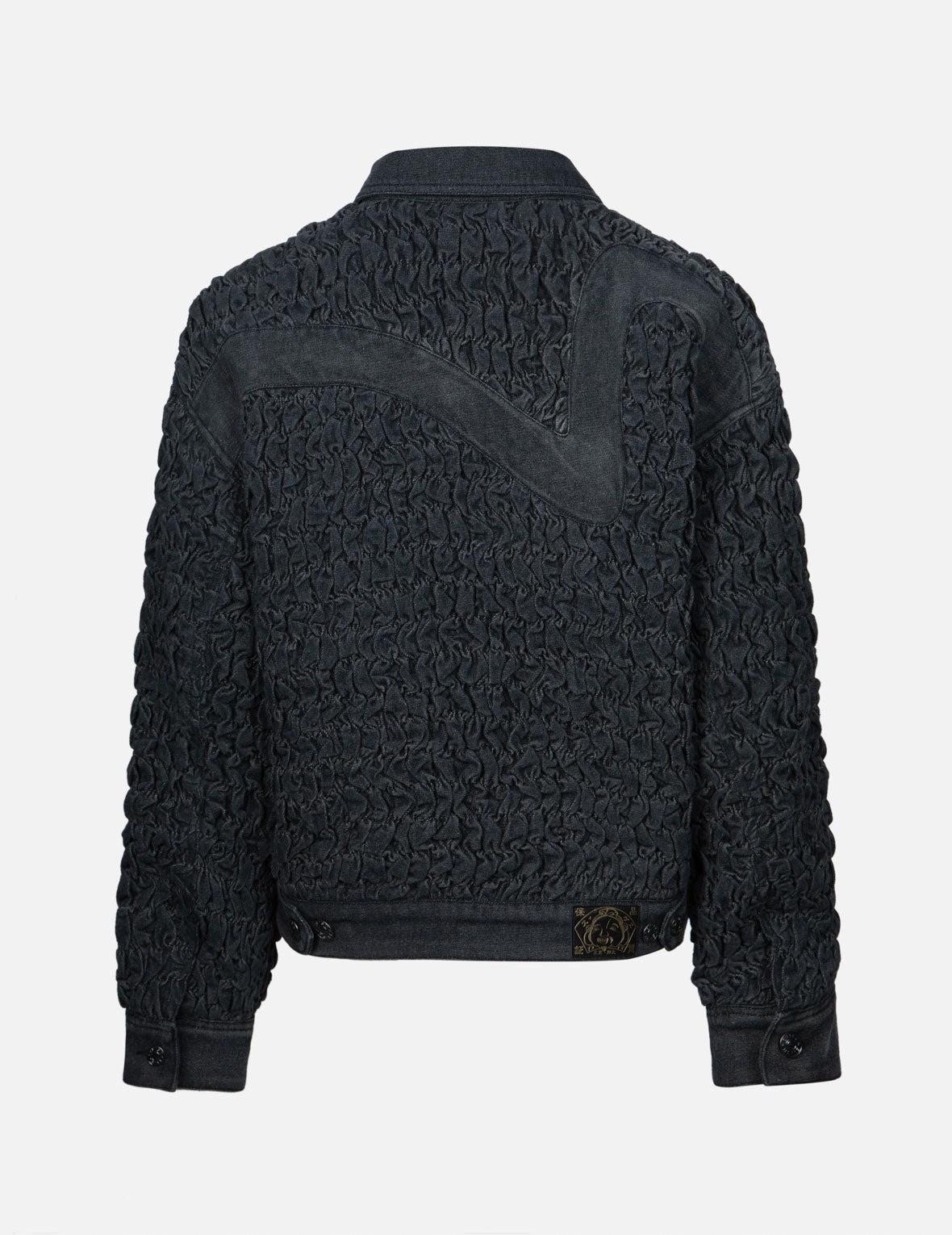 SEAGULL EMBROIDERY TEXTURE OVERSIZED DENIM JACKET - 2