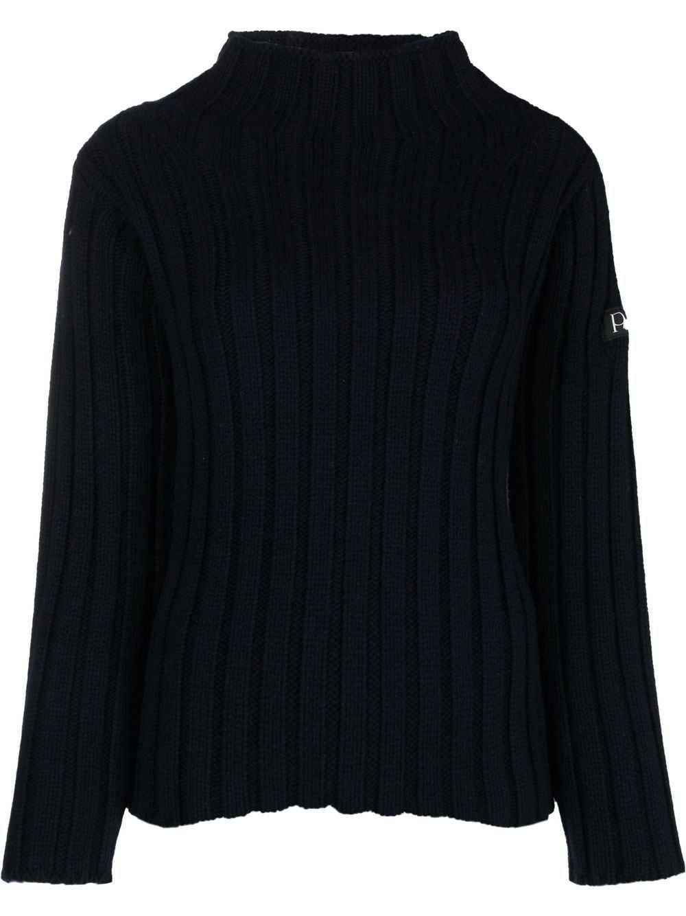 logo-patch ribbed-knit jumper - 1