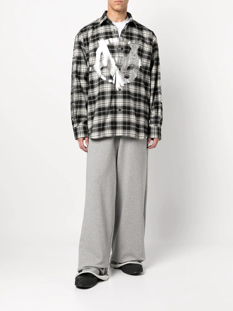 VETEMENTS foil graphic-print plaid shirt outlook