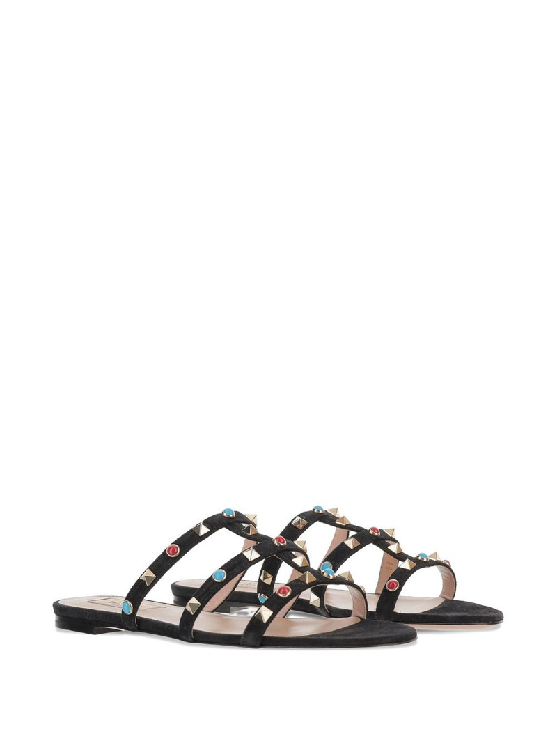 Valentino Rockstud bead-embellished suede sandals outlook