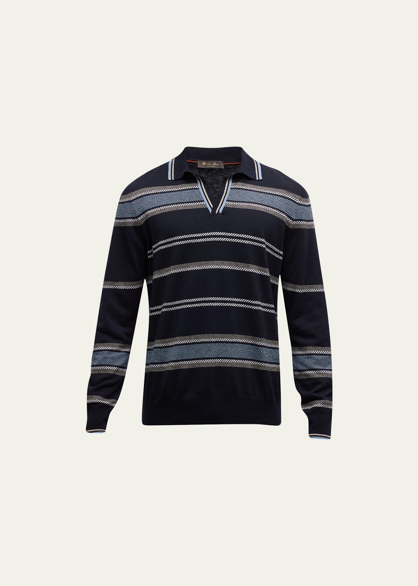 Men's Avaika Silk Stripe Polo Sweater - 1