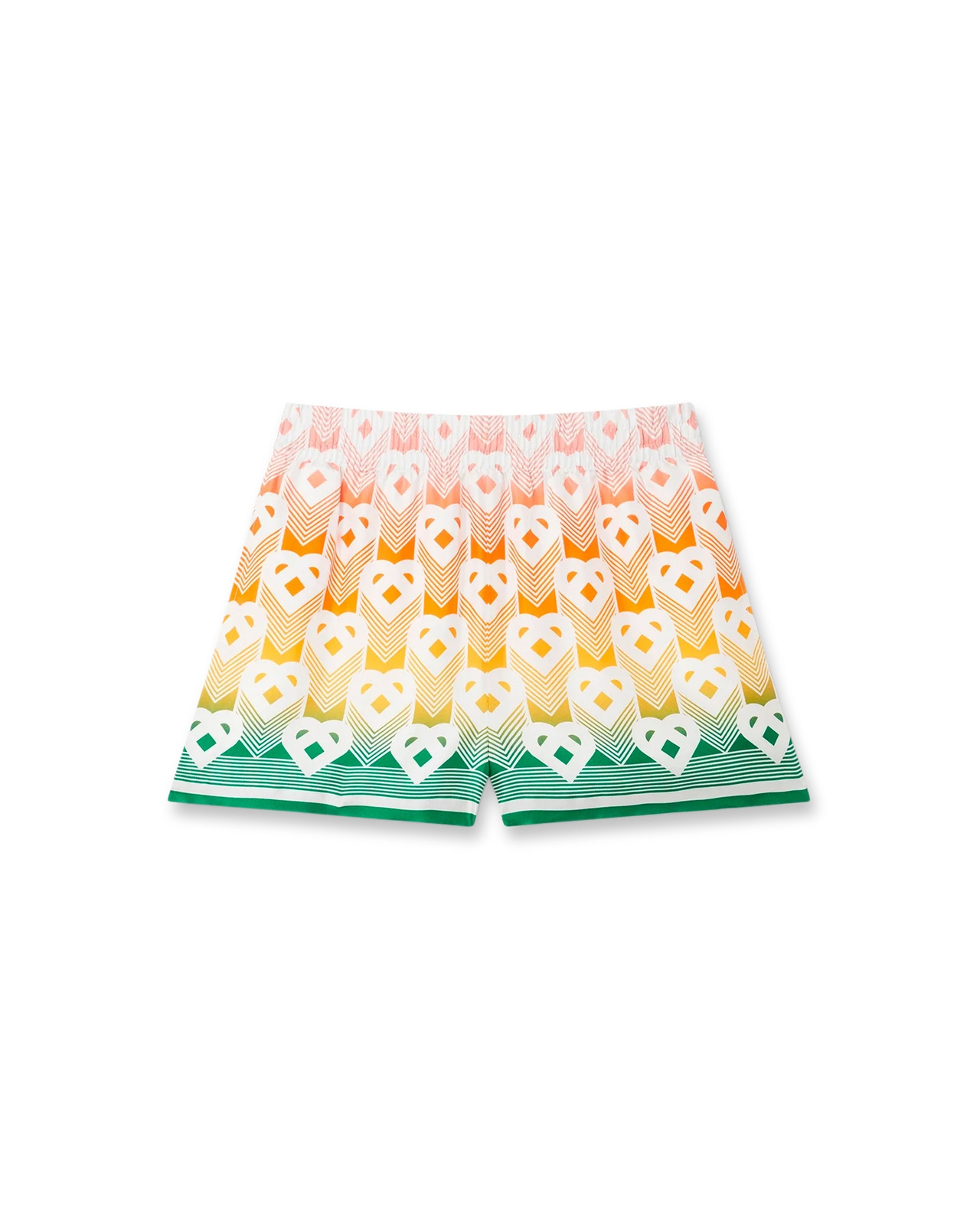 Gradient Heart Monogram Silk Shorts - 1