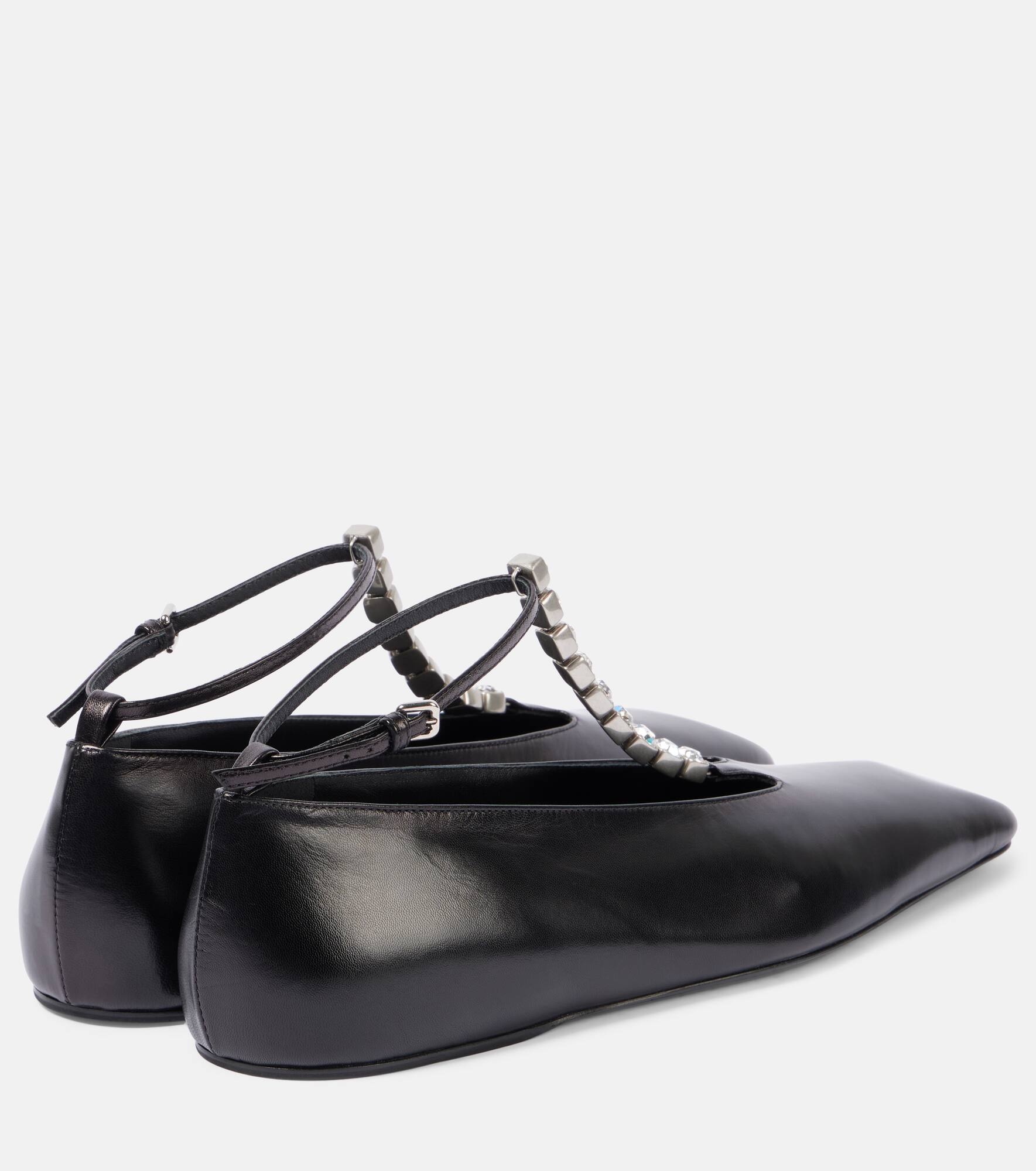 Embellished leather ballet flats - 3