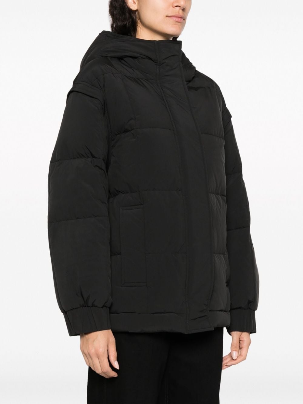 detachable-sleeves hooded puffer jacket - 3