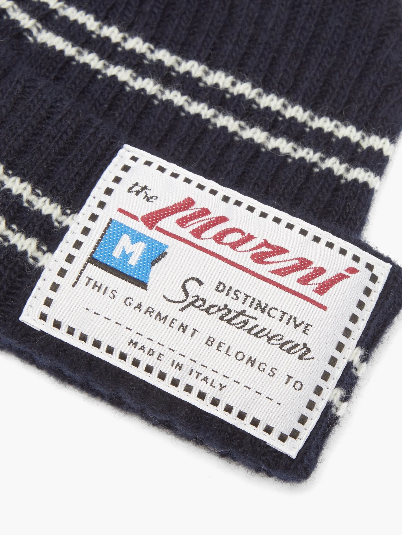 Logo-label striped wool-blend beanie - 2