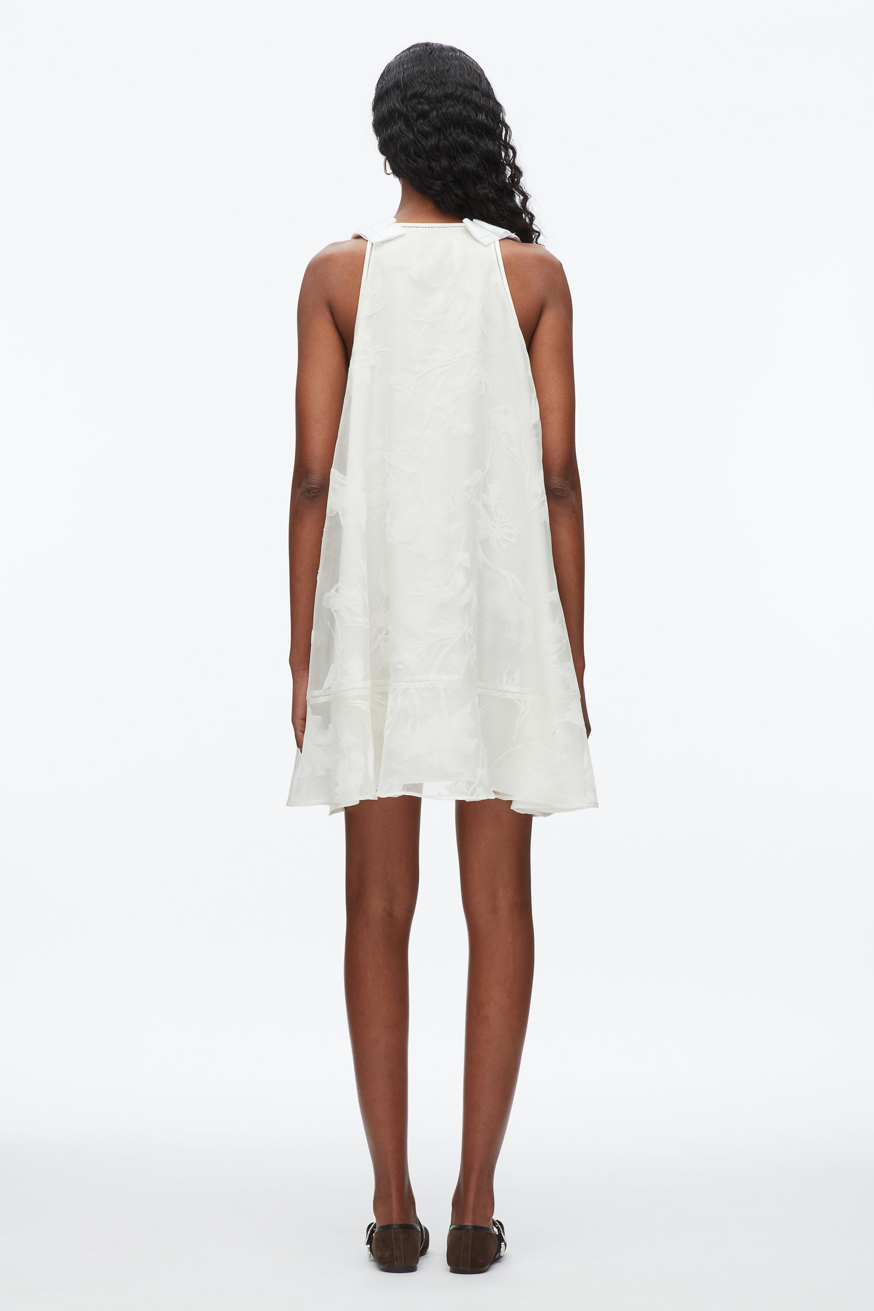 Flocked Organza Trapeze Dress - 3
