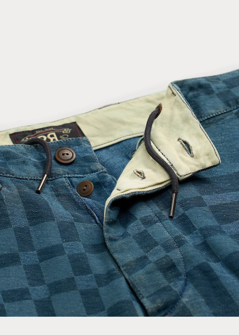 Indigo Plaid-Print Jersey Short 3