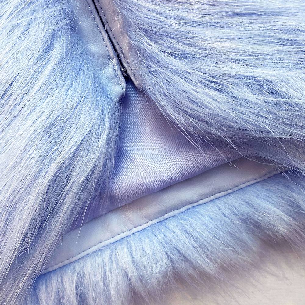 Pale Blue Faux Fur Coat - 5