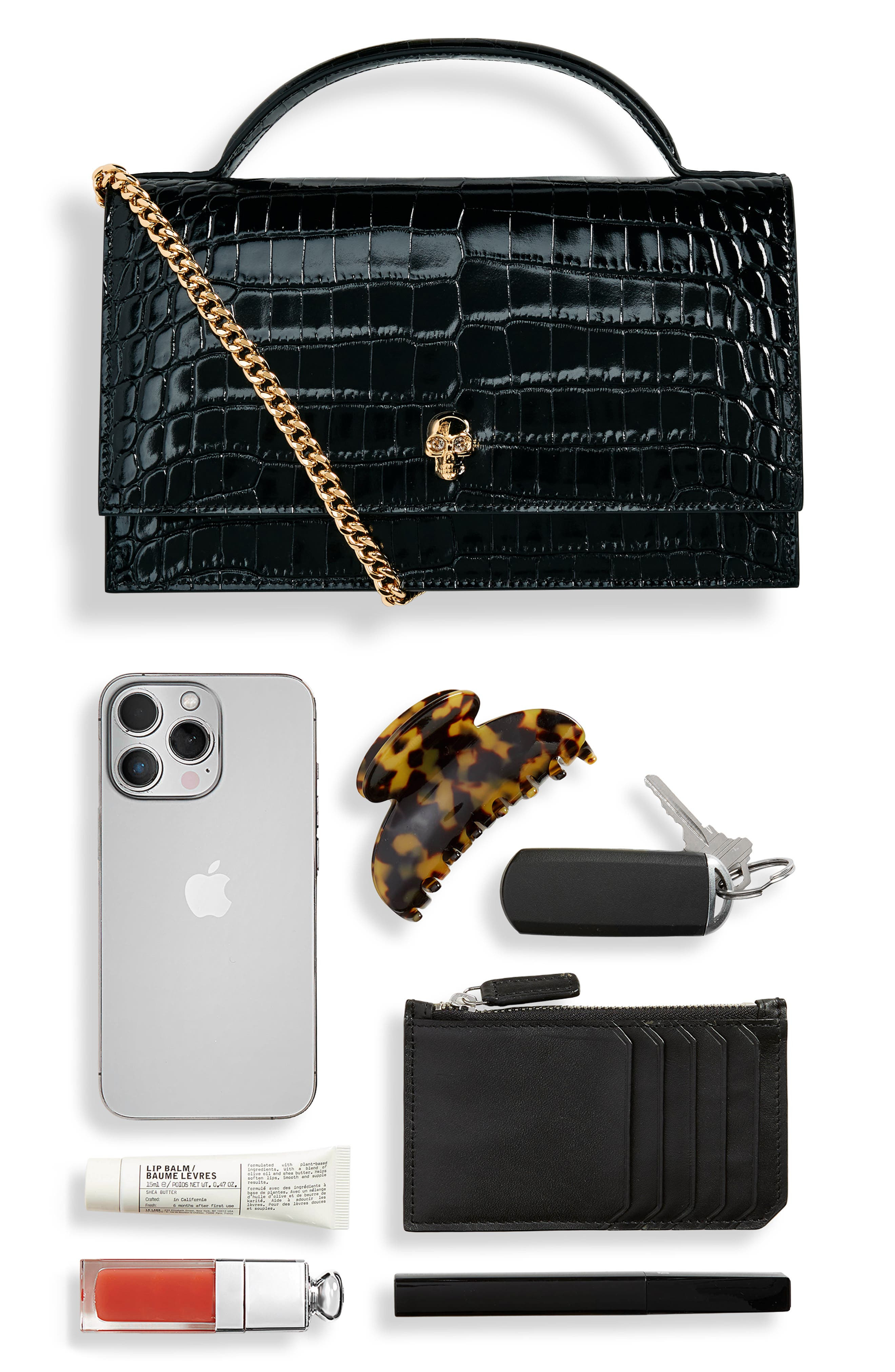 Medium Skull Croc Embossed Leather Crossbody Bag - 8