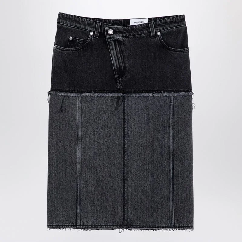 Alexander McQueen Alexander Mcqueen Two-Tone Denim Skirt - 1