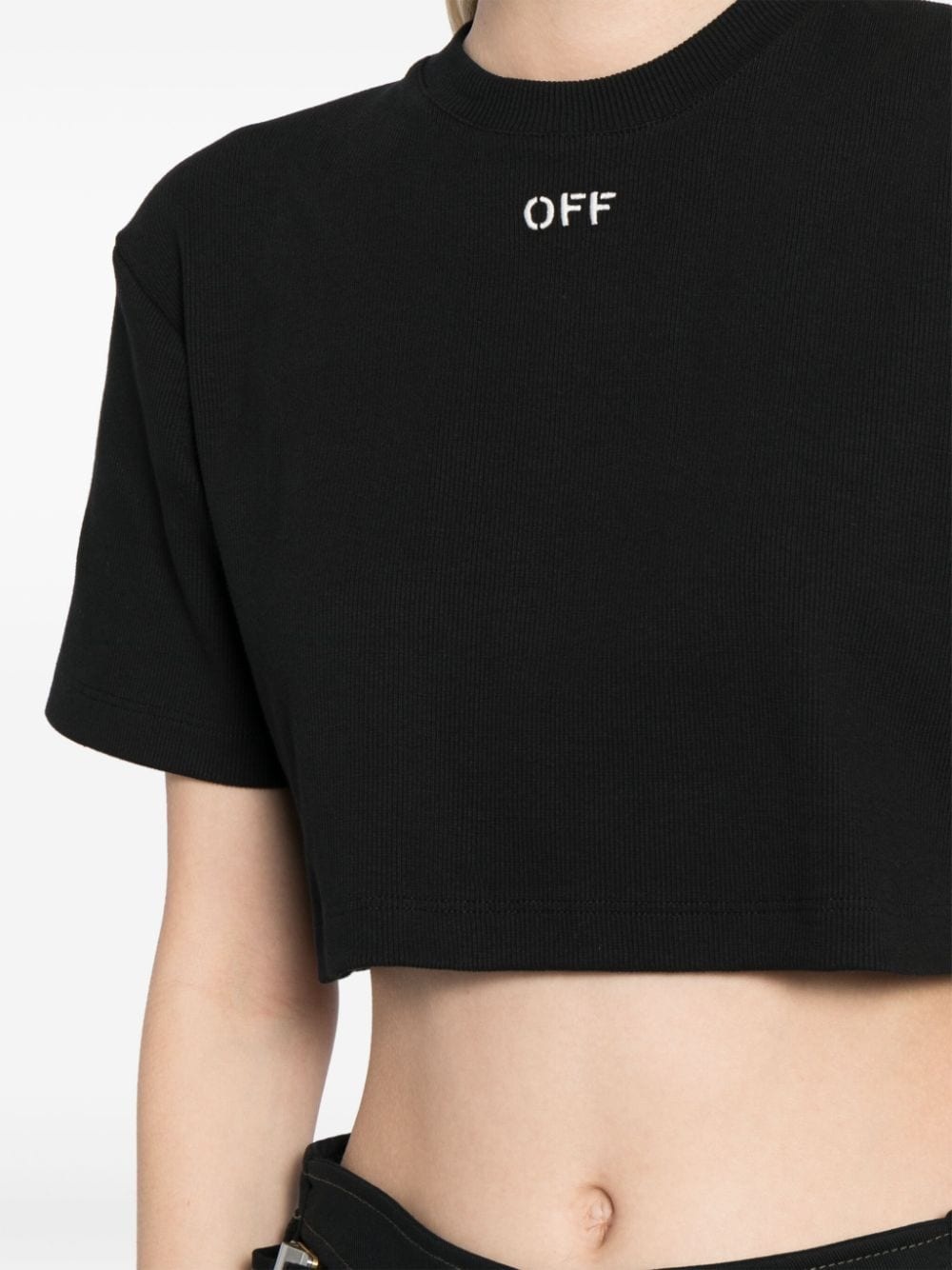 Off-embroidered ribbed t-shirt - 5