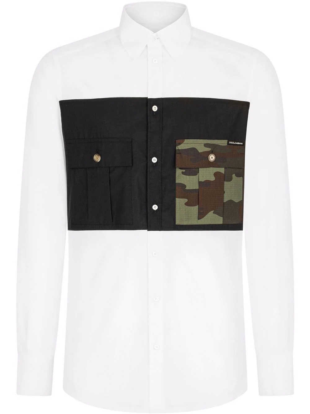 contrast camouflage-pocket shirt - 1