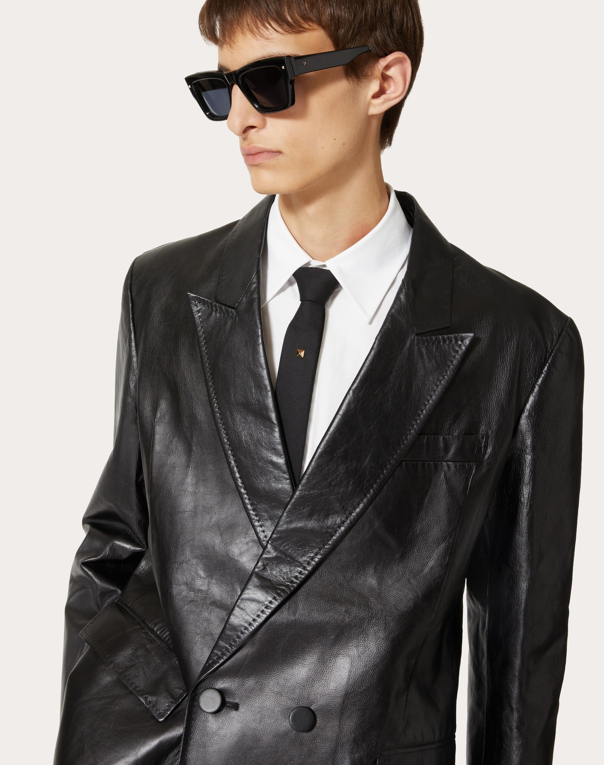 SINGLE-BREASTED LEATHER JACKET - 5