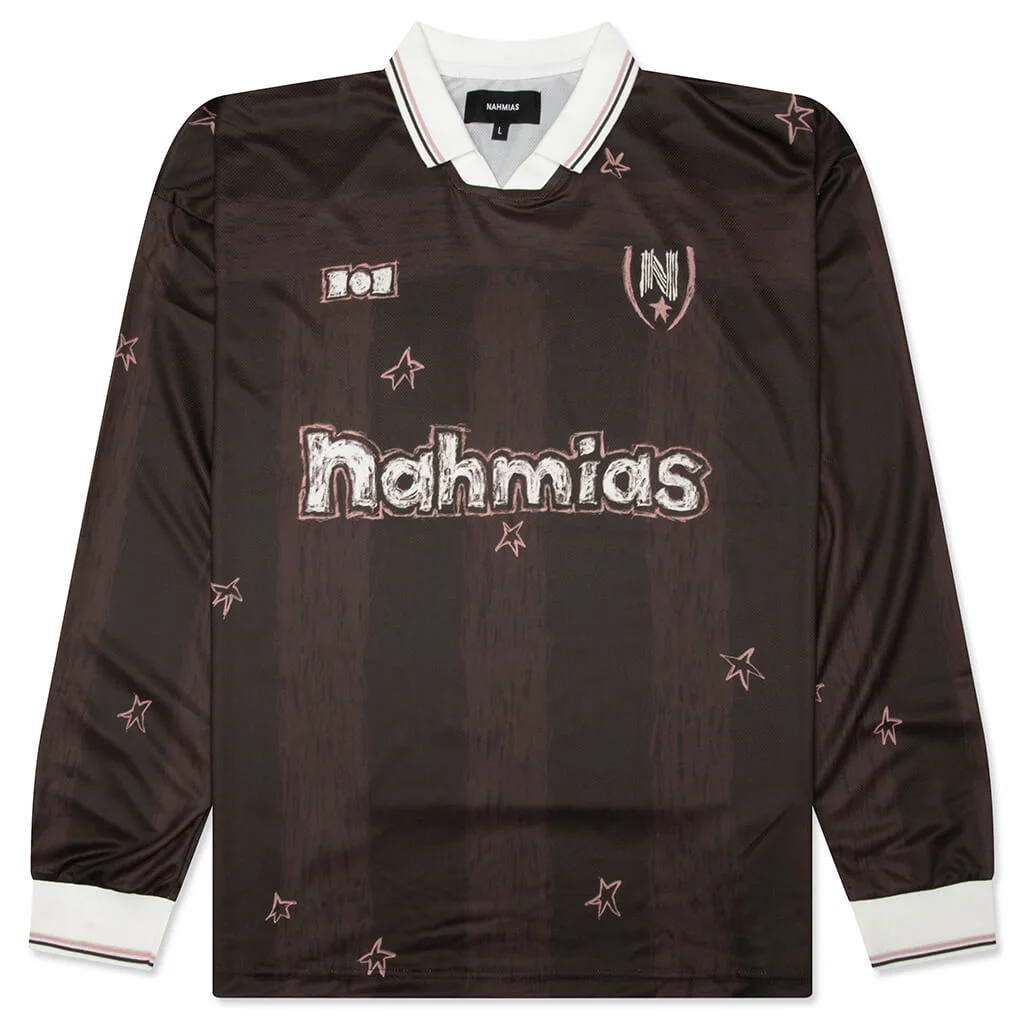 SCRIBBLE LONG SLEEVE SOCCER JERSEY - BROWN - 1