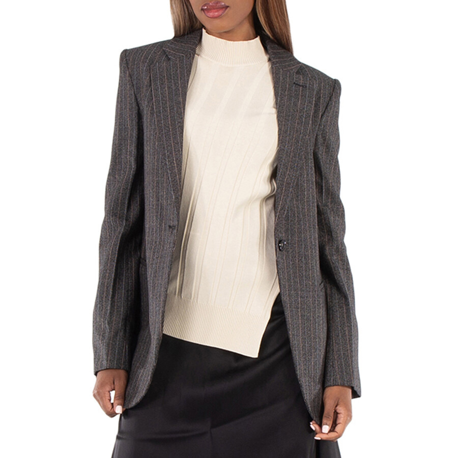 Stella McCartney Ladies Grey Pinstripe Single-Breasted Blazer - 3