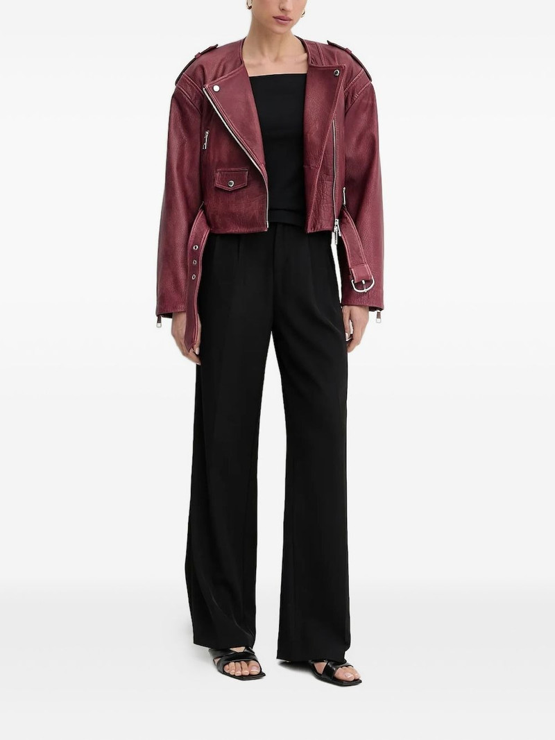 BOSS belted leather biker jacket outlook