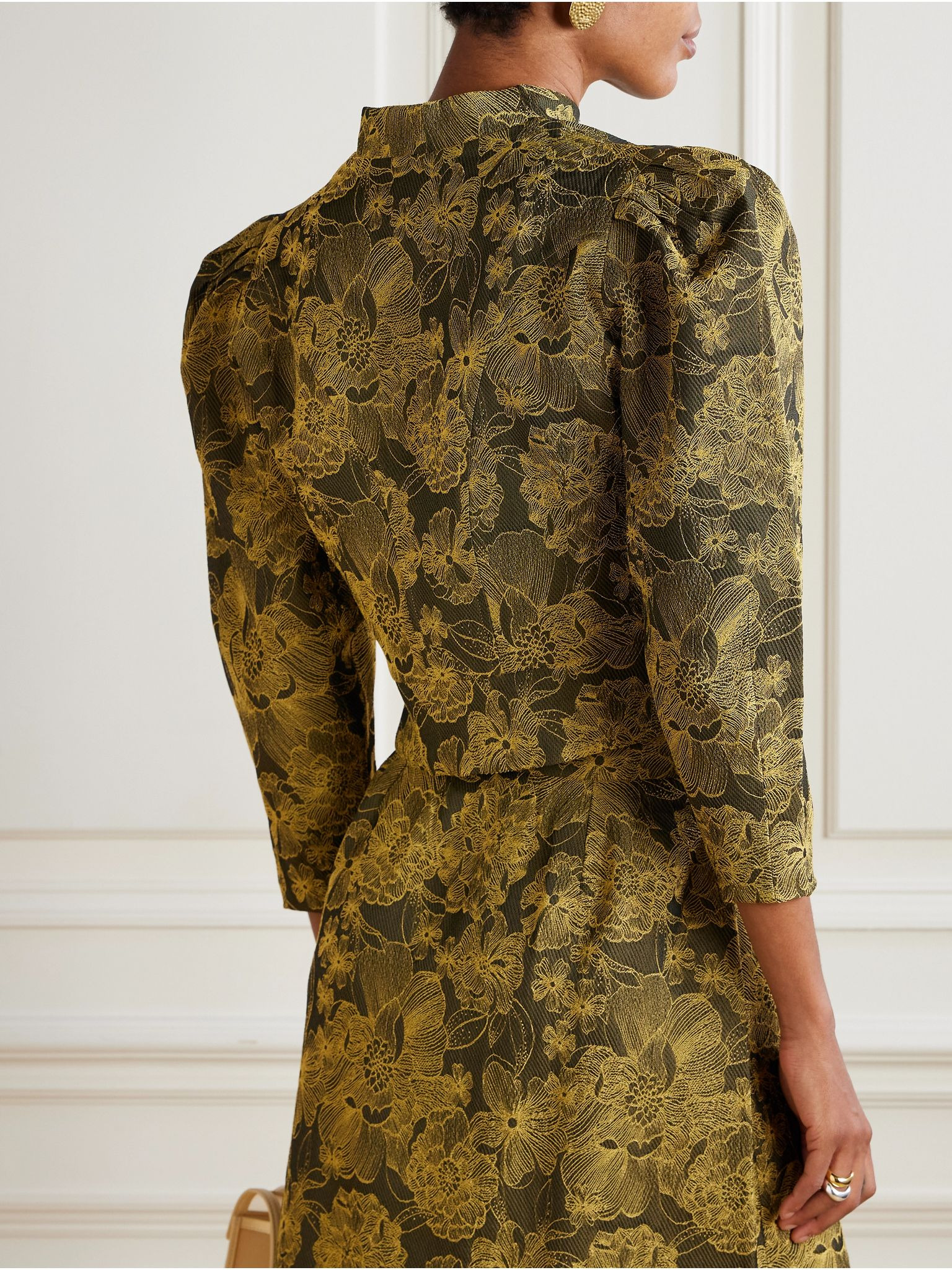 Amoako Peonia embroidered twill blazer Green - 3