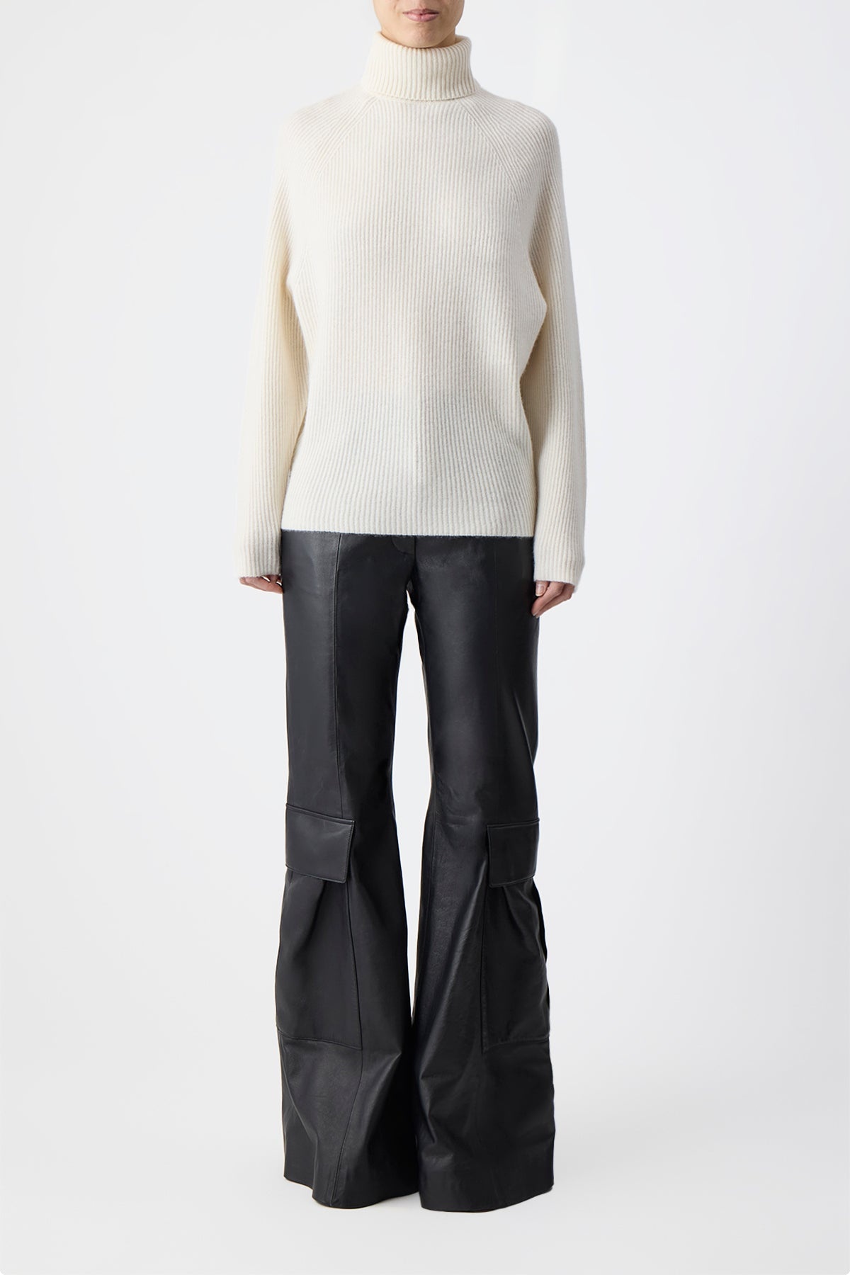 Wigman Knit Turtleneck Sweater in Ivory Cashmere - 2