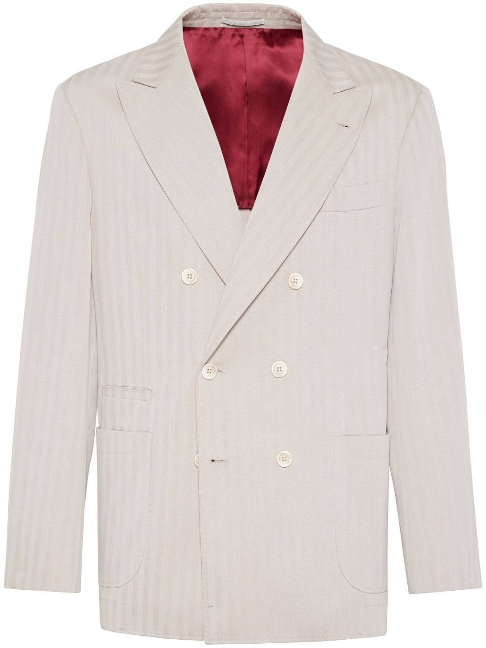 striped double-breasted blazer - 1
