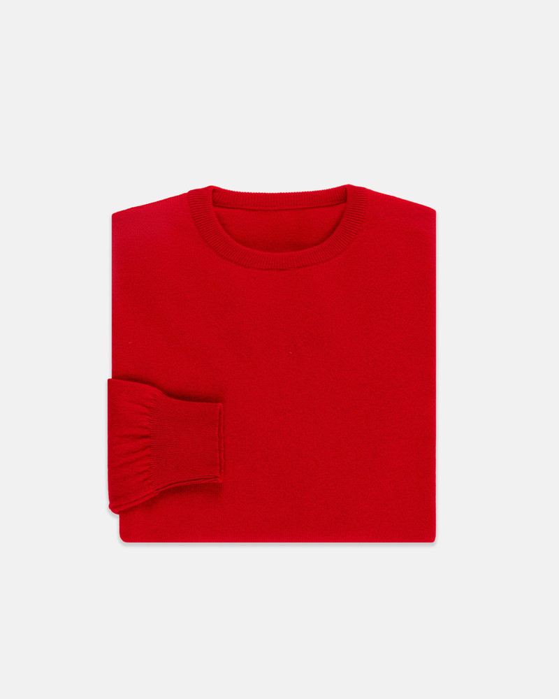 J. PRESS MADE-IN-SCOTLAND RED CASHMERE CREWNECK SWEATER outlook