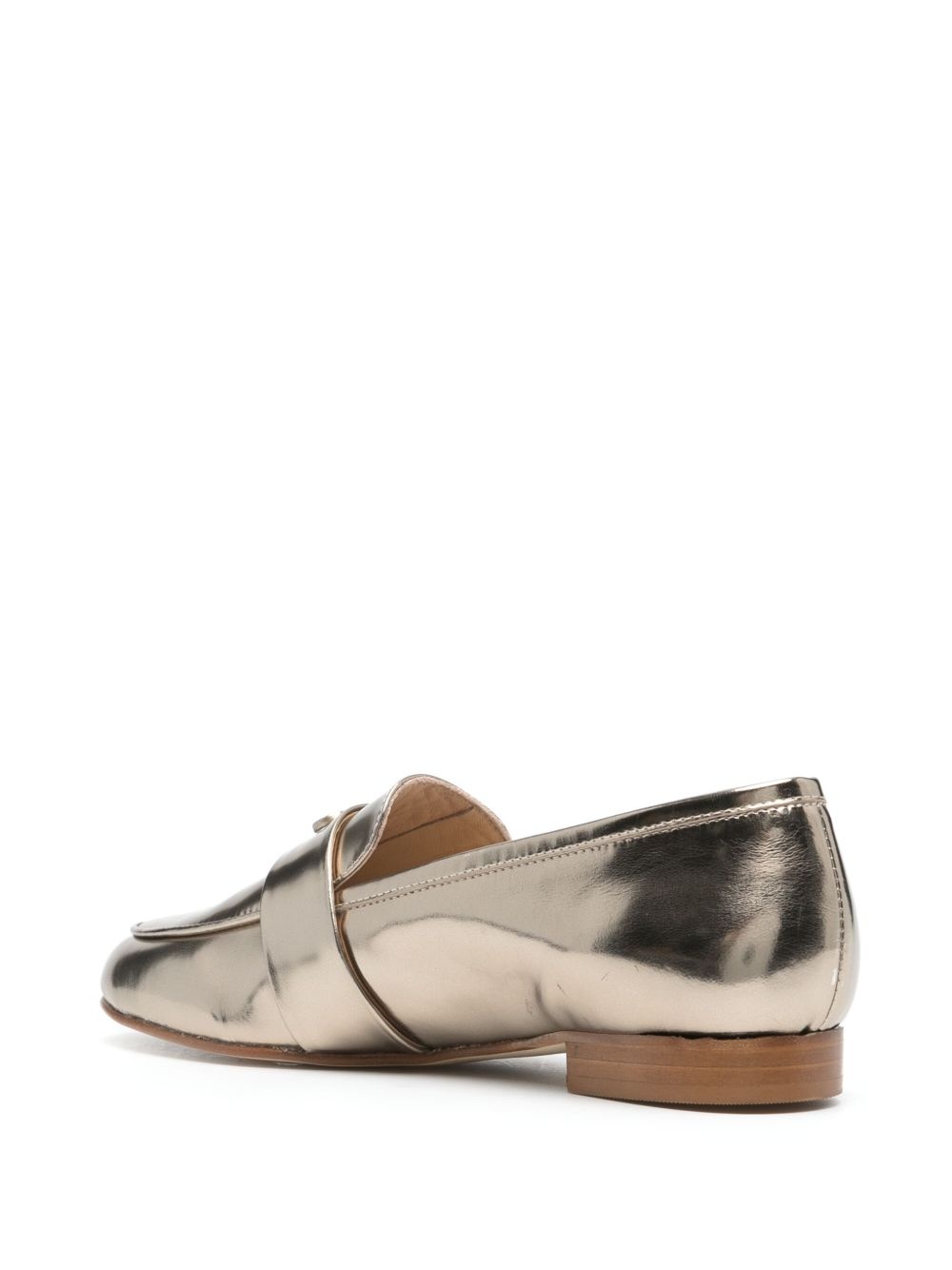 logo-plaque metallic loafers - 3
