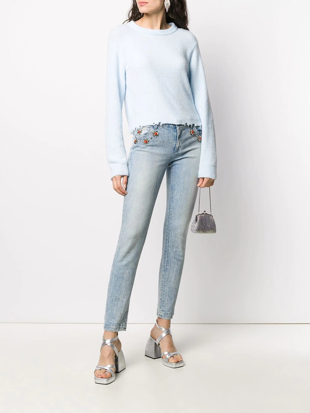 crystal-embellished denim jeans - 2