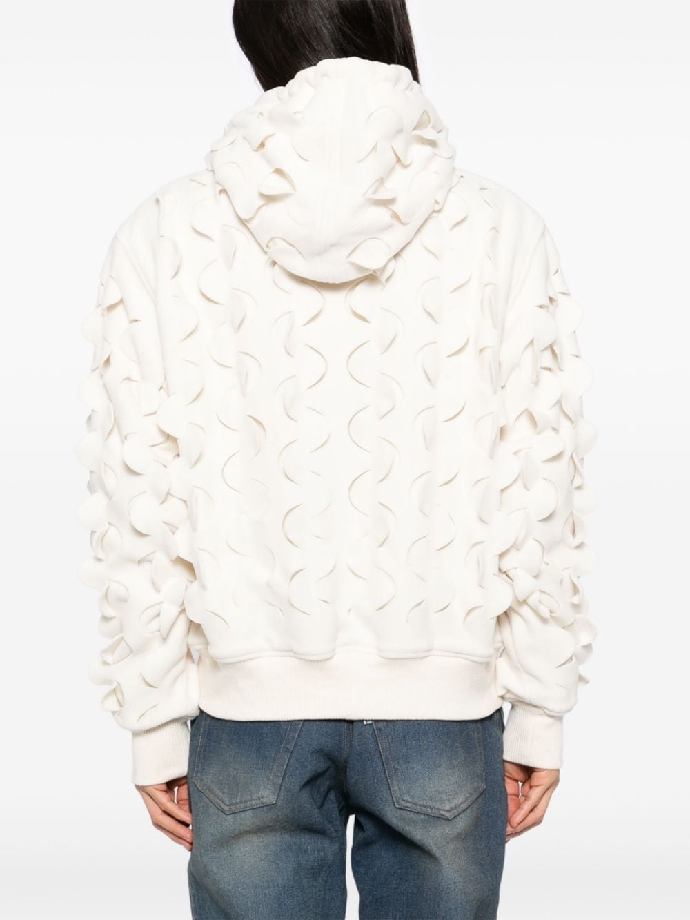 laser-slashed fleece hoodie - 4