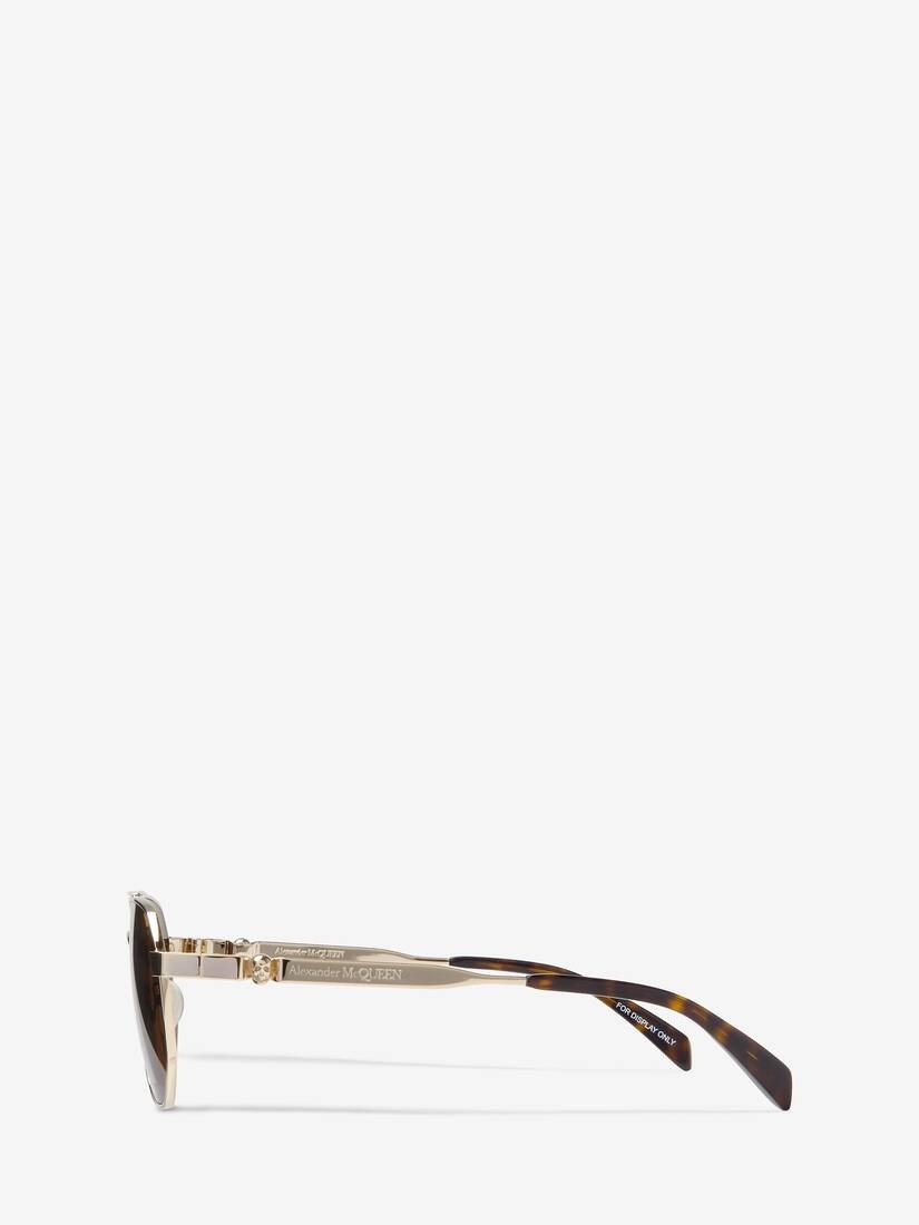 Men's Floating Skull Metal Caravan Sunglasses in Gold/brown - 4