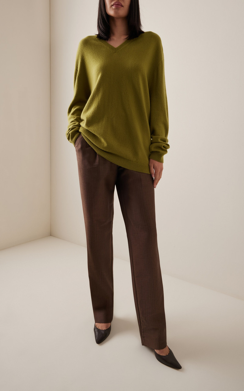 The Row Norbert Mohair-Wool Melange Straight-Leg Pants brown outlook