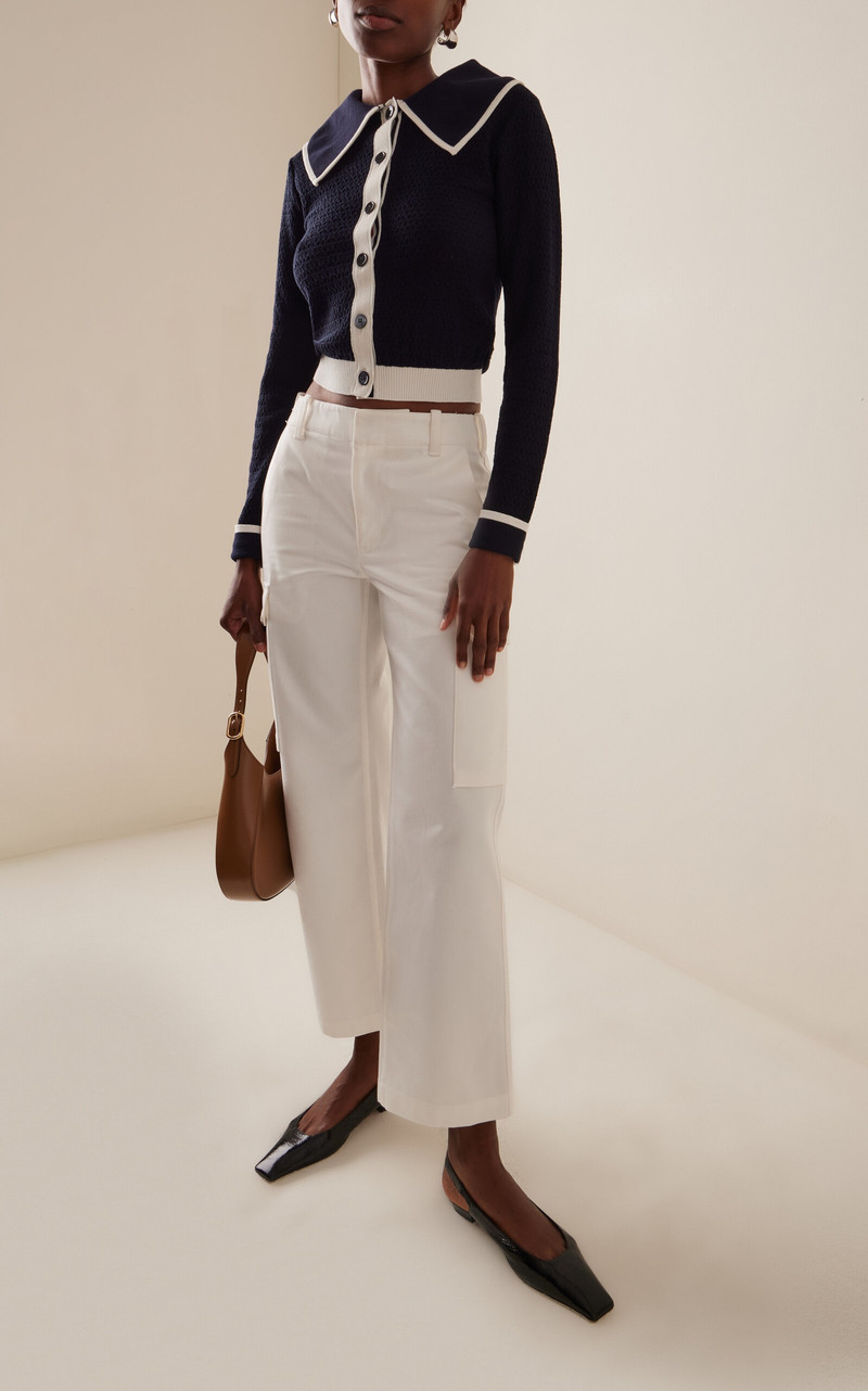 Thom Browne Pointelle-Knit Cotton Cardigan navy outlook