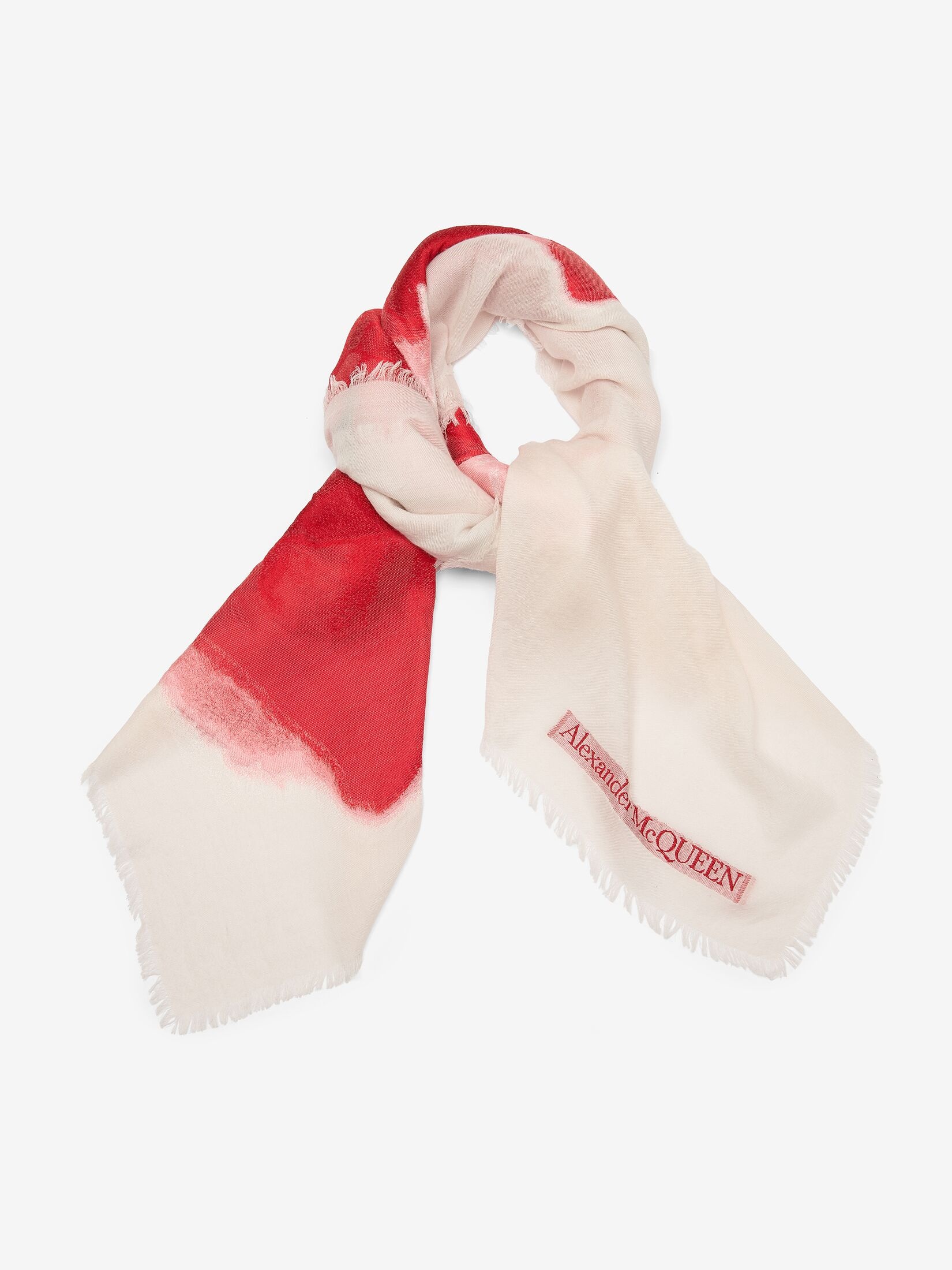 Women's Bleeding Rose Shawl in Ivory/red - 2
