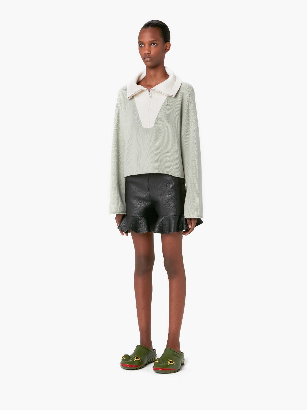 CROPPED FUNNEL NECK ZIP JUMPER - 4