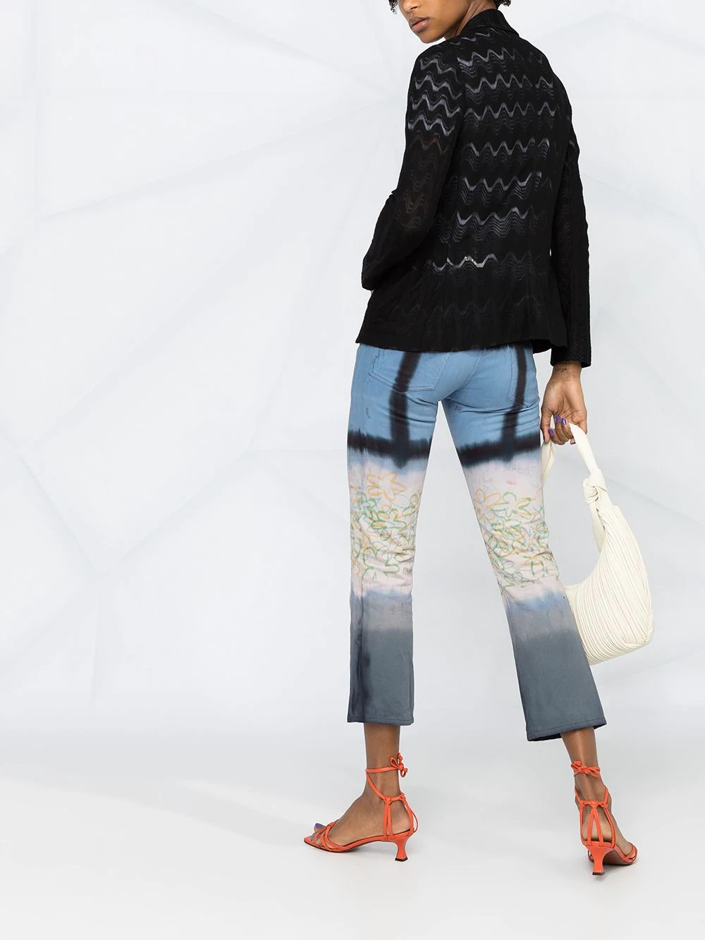 geometric-pattern knit blazer - 4