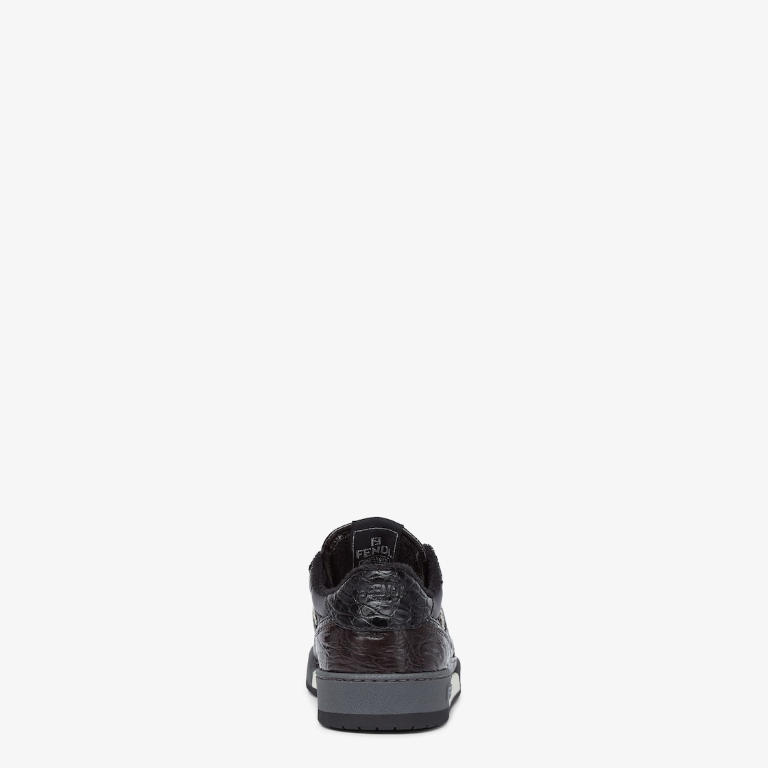 Fendi Match lace-up sneakers. Made of dark brown caiman with black nylon details. Embellished with b - 3