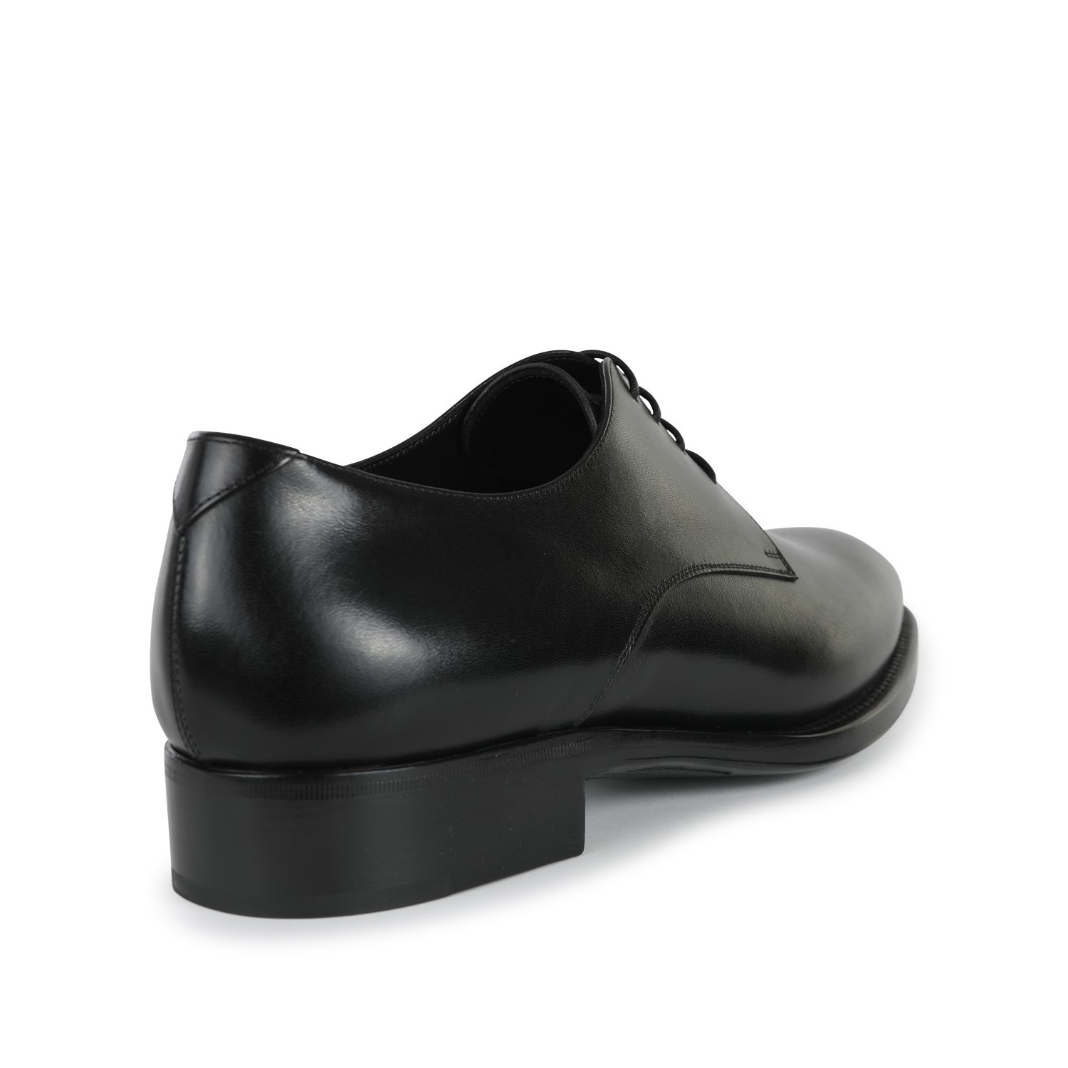 BLACK LEATHER LACE UP SHOES - 3