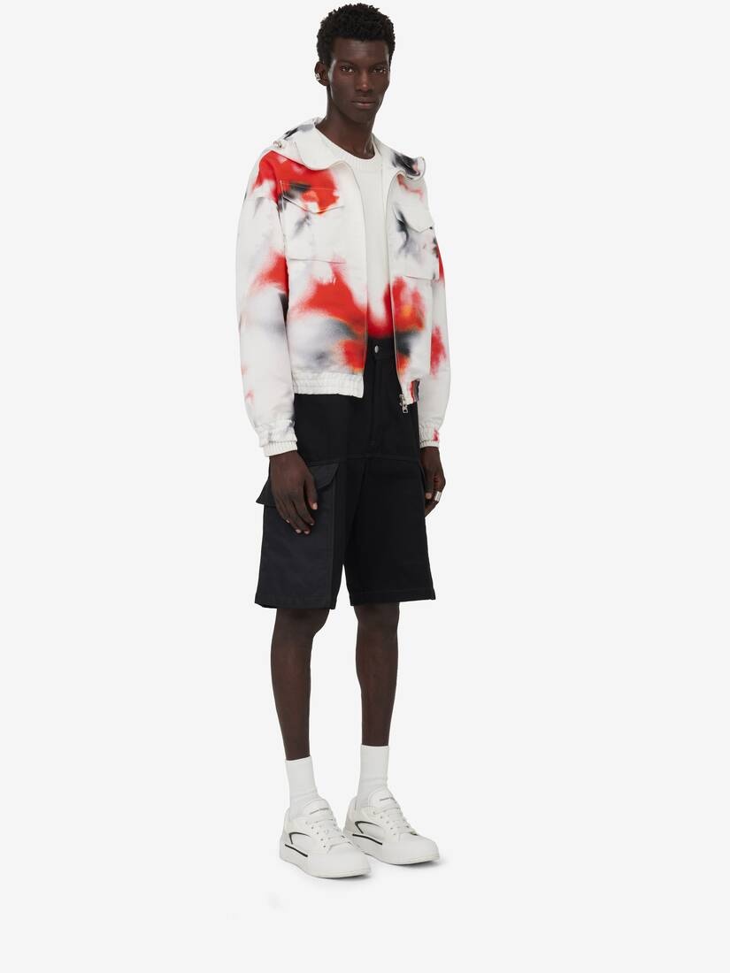 Men's Obscured Flower Windbreaker in White/red - 3