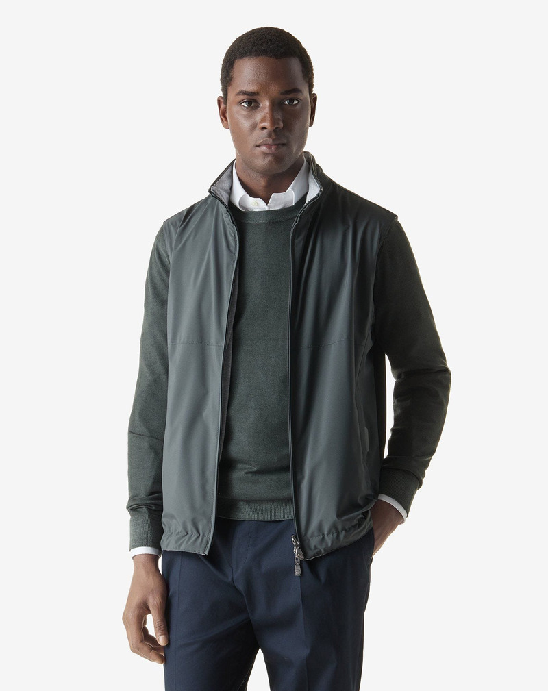 CORNELIANI Green technical poplin gilet outlook