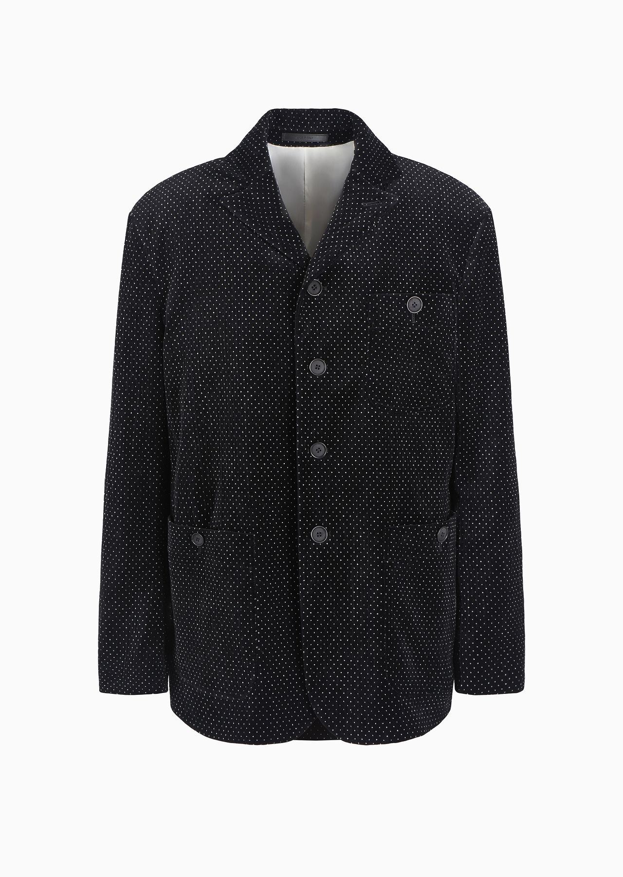 Single-breasted jacket in seersucker velvet with a polka-dot motif - 1