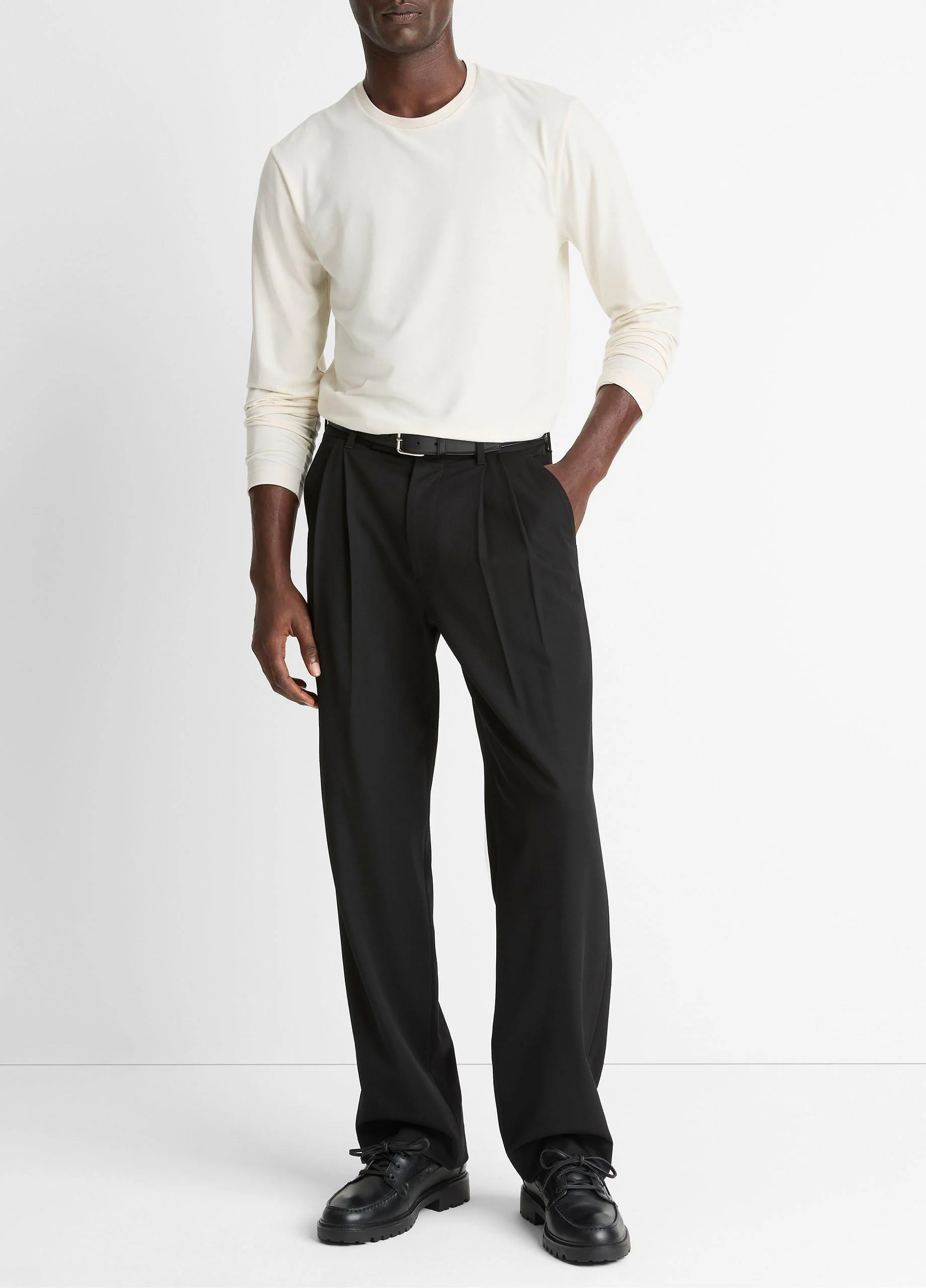Wool Double-Pleat Suiting Trouser - 1