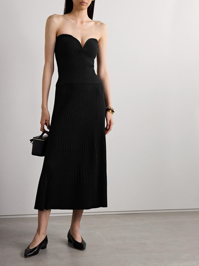 Altuzarra Lennon Strapless Ribbed-knit Bustier Top outlook