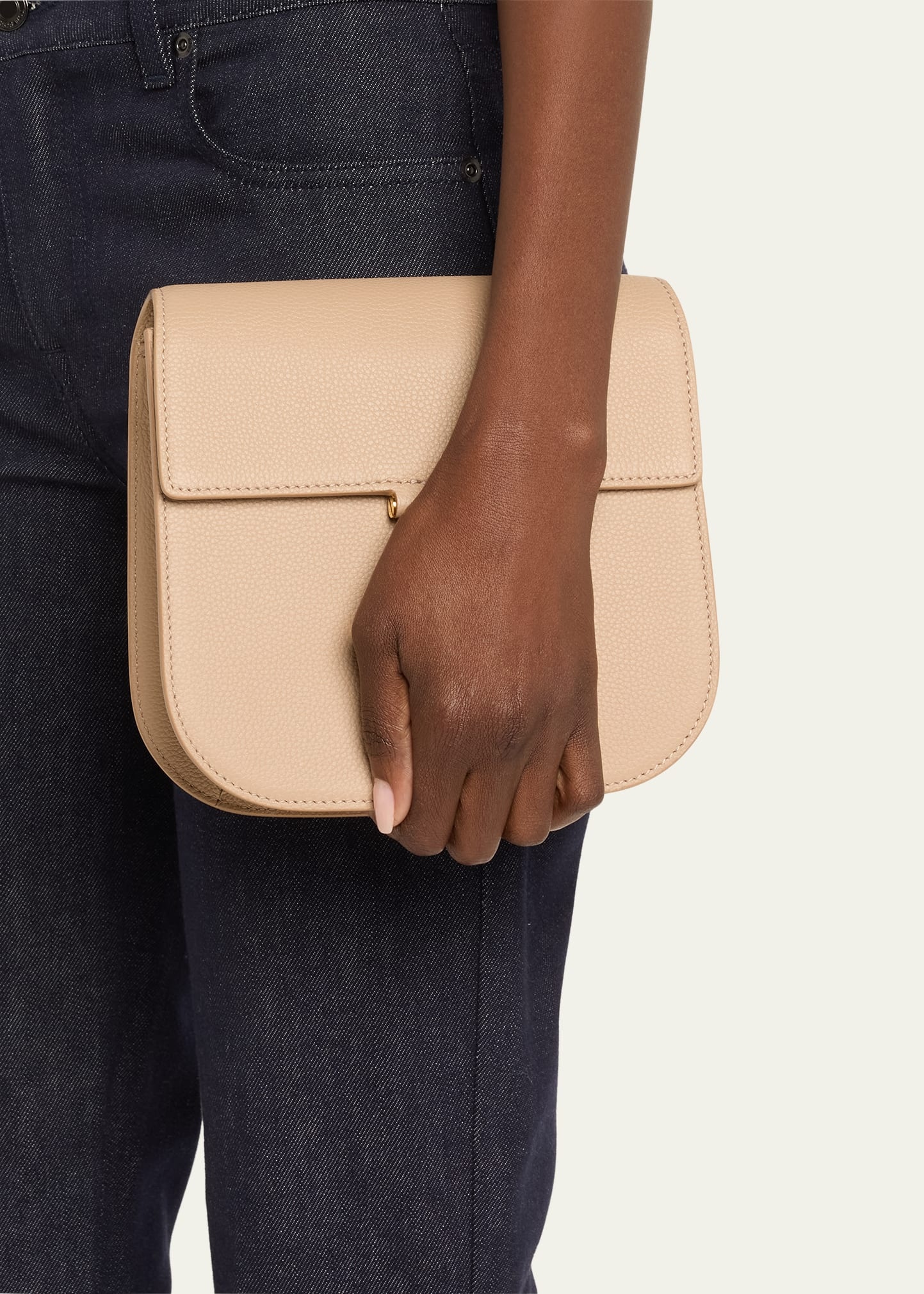 Tara Mini Crossbody in Grained Leather with Leather Strap - 2