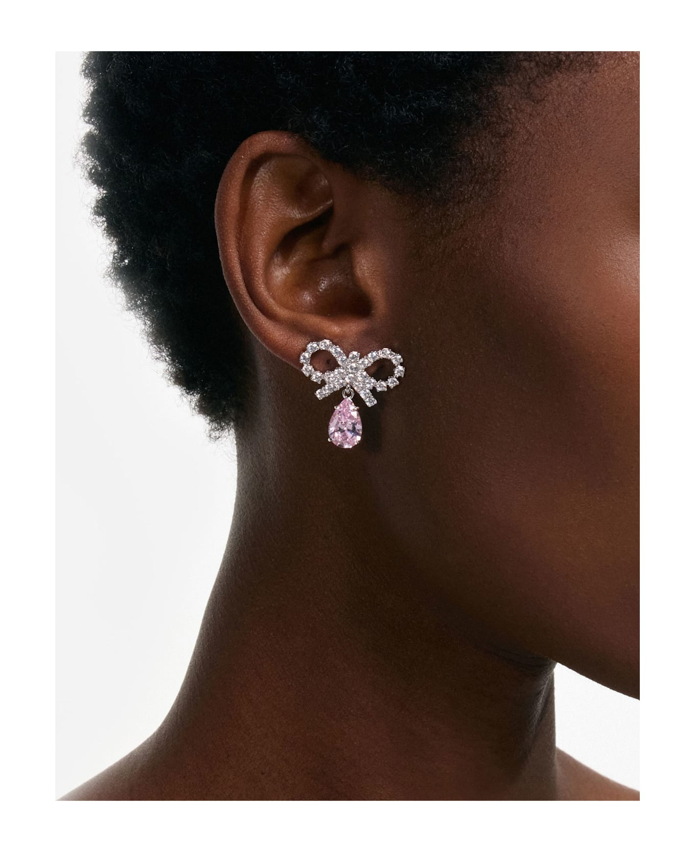 Micro Bow Pink Droplet Earrings - 3