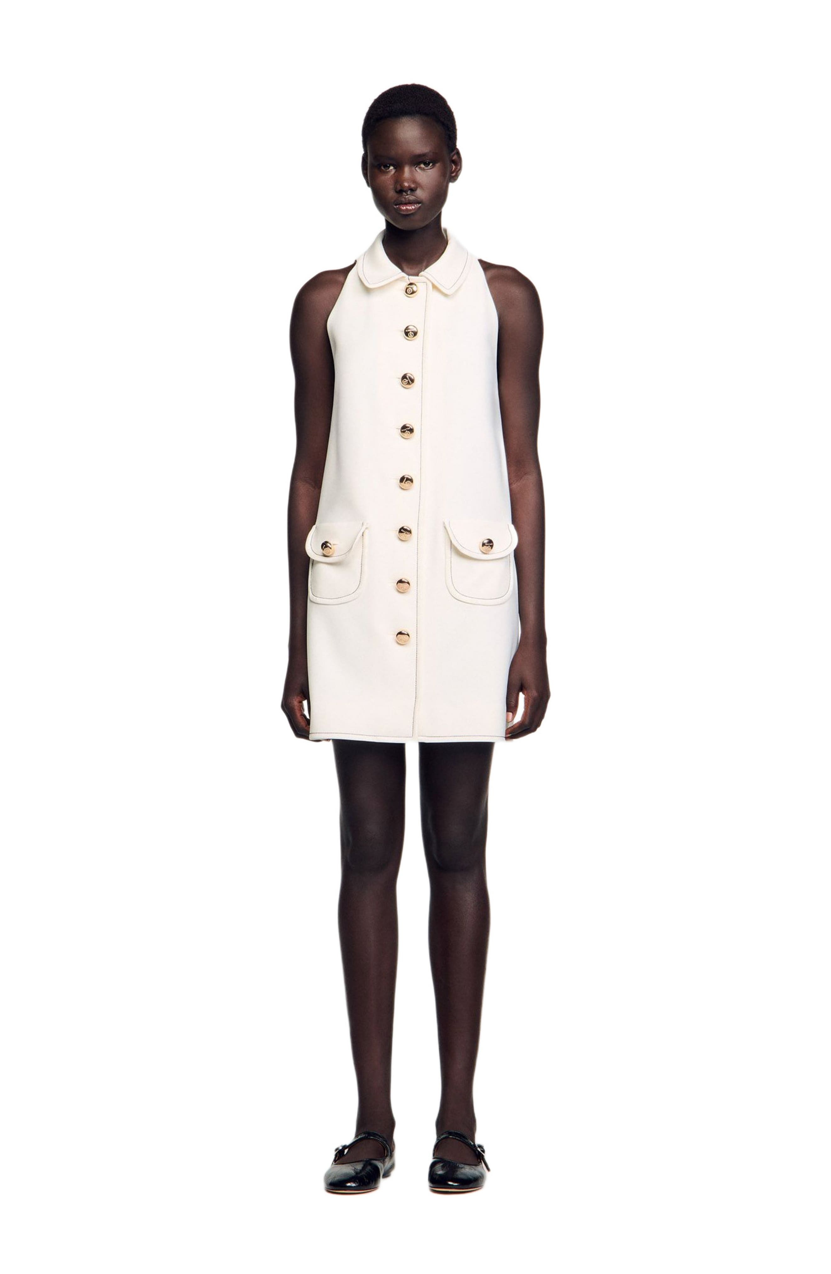 SANDRO Peter Pan collar short dress in Ecru at Nordstrom - 1