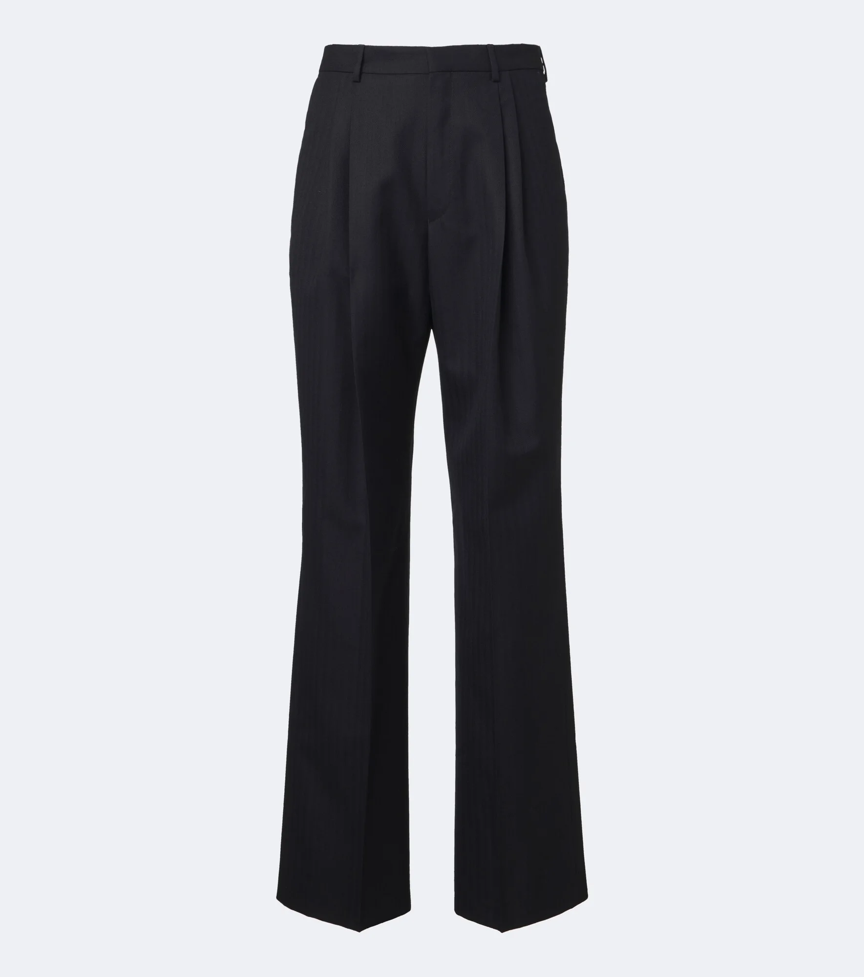 Herringbone pleated wool wide-leg pants - 1