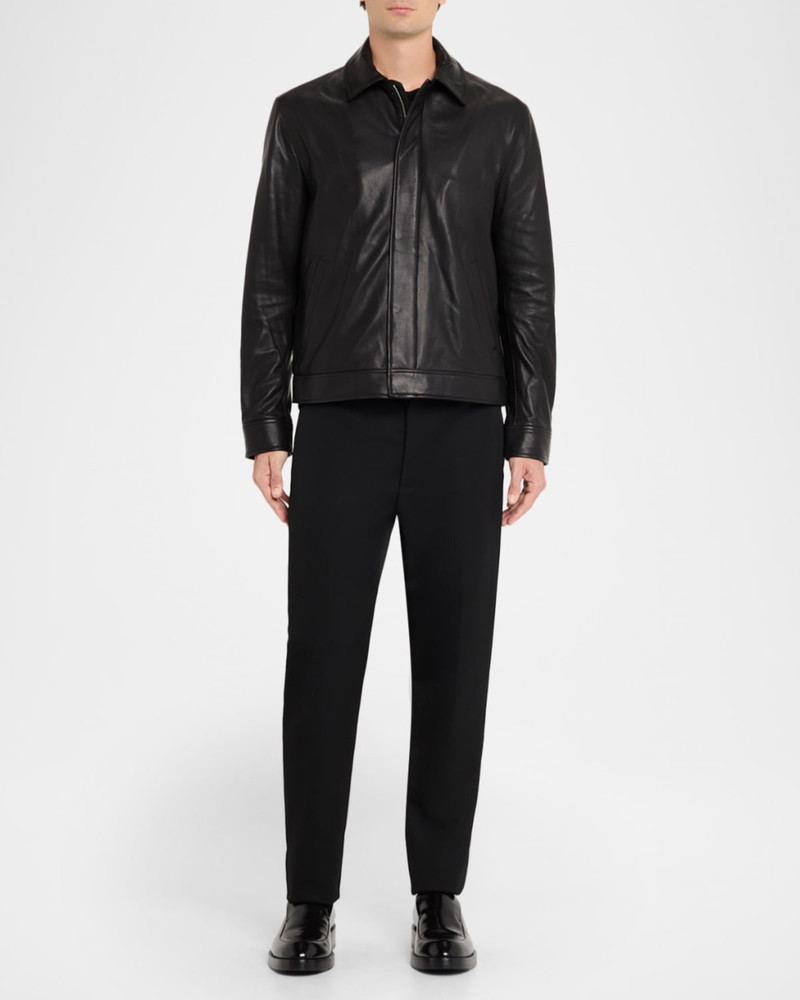 SIMKHAI Men's Landon Collared Leather Jacket outlook
