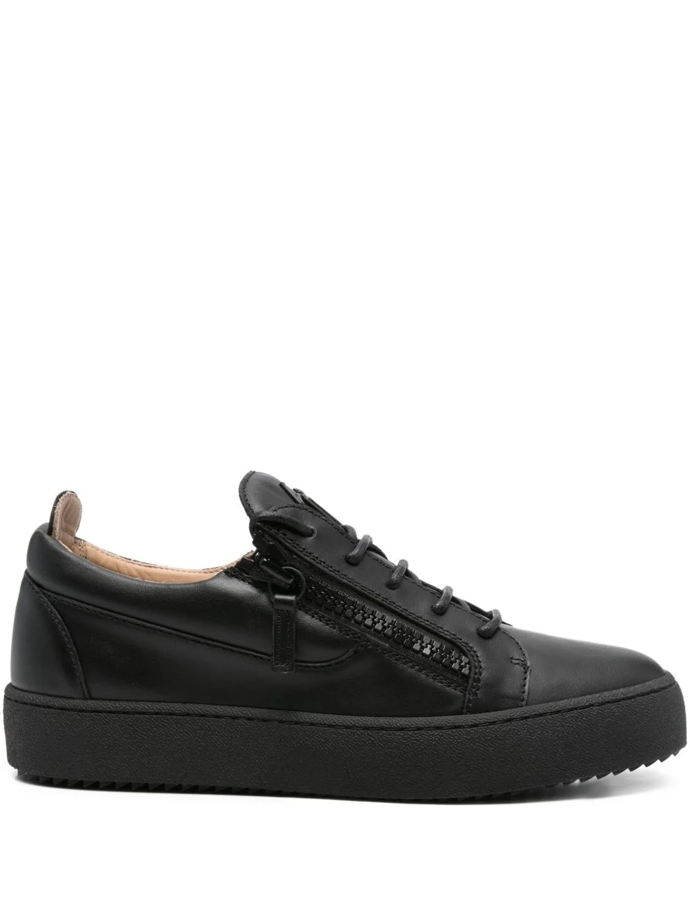 lace-up leather sneakers - 1