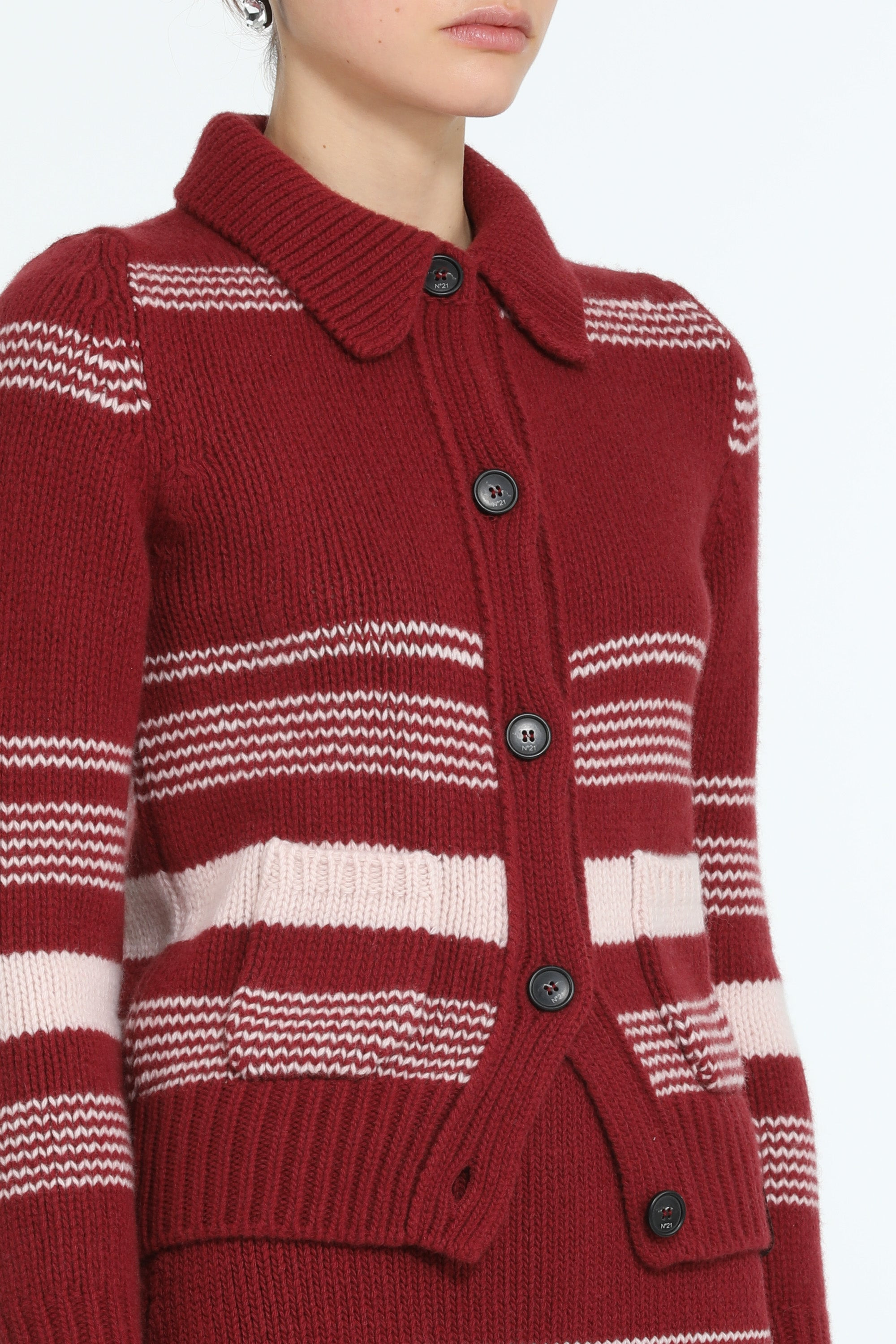 STRIPED CARDIGAN WITH COLLAR - 5