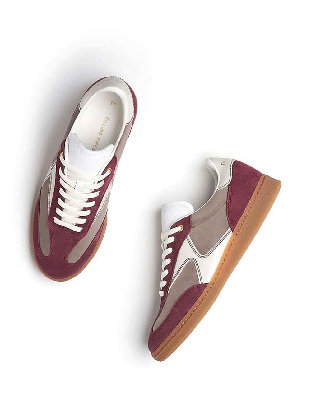 panelled leather sneakers - 4